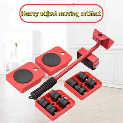 5PCS/set Furniture Mover Tool Set Heavy Stuffs Moving Roller With Bar Furniture Mover Lifter With Wheel Professional Moving Tool