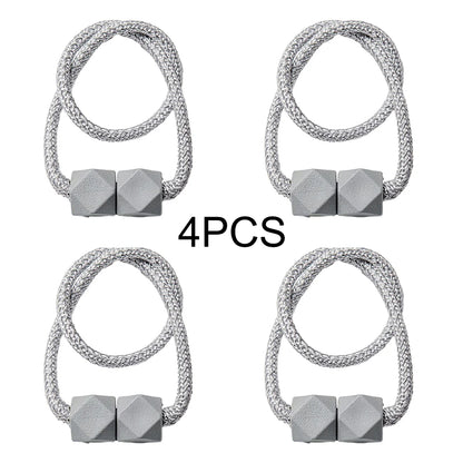 4pcs Curtain Tiebacks with Strong Magnet Thick Rope Design for Bedroom Living Room Kitchen Durable Plastic Home Decor Accessory