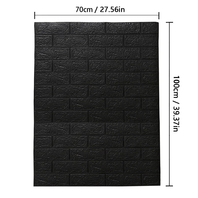 70cm*1M 3D Brick Pattern Wall Panels Wallpaper DIY Waterproof for Living Room Bedroom Kitchen Background Wall Decoration