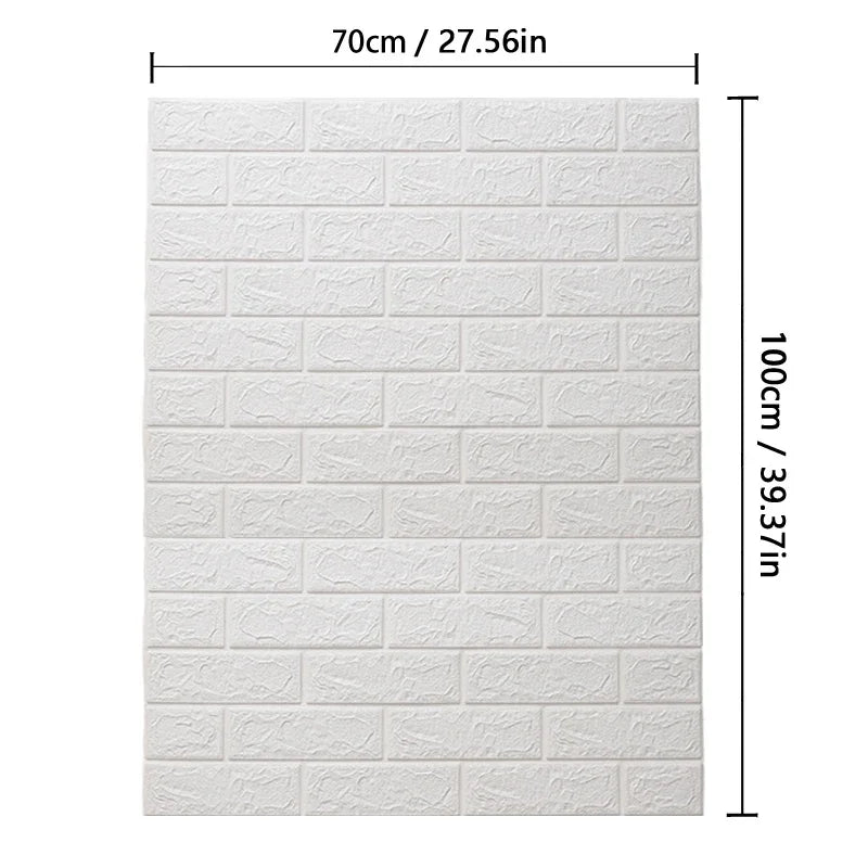 70cm*1M 3D Brick Pattern Wall Panels Wallpaper DIY Waterproof for Living Room Bedroom Kitchen Background Wall Decoration