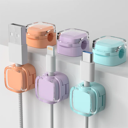 Transparent multi-color data cable fixed hook adhesive magnetic cable organizer
