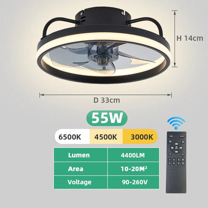 Modern LED Ceiling Fan Light DC Motor 6 Speed Timer Fan Low Floor Attic Remote Control Decorative Fan Light