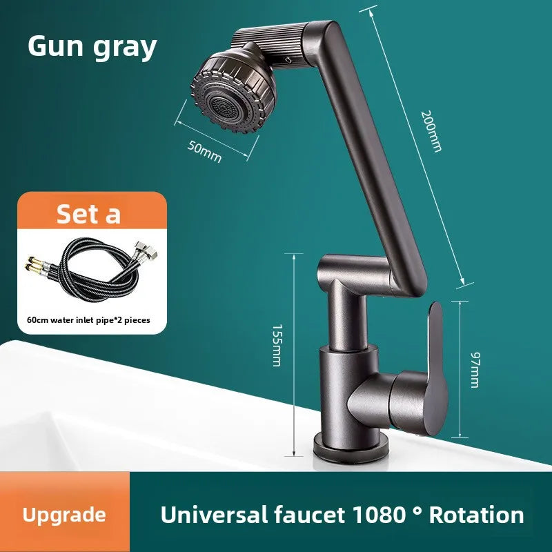 1080° Swivel Kitchen Sink Faucet Bathroom Sink Faucet Basin Faucet Multifunction Cold and Hot Water Tap