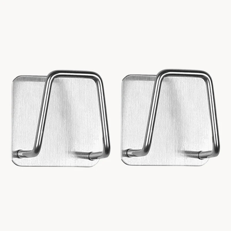 2PCS Stainless Steel Sink Sponge Holder Self Adhesive Drain Drying Rack Wall Hooks Accessories Storage Organizer
