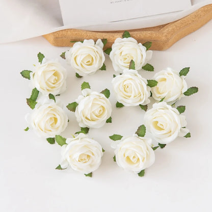 100PCS Artificial Flowers Diy Candy Box Cake Home Decor Christmas Decorative Wreaths Wedding Party Garden Roses Arch Silk Fake