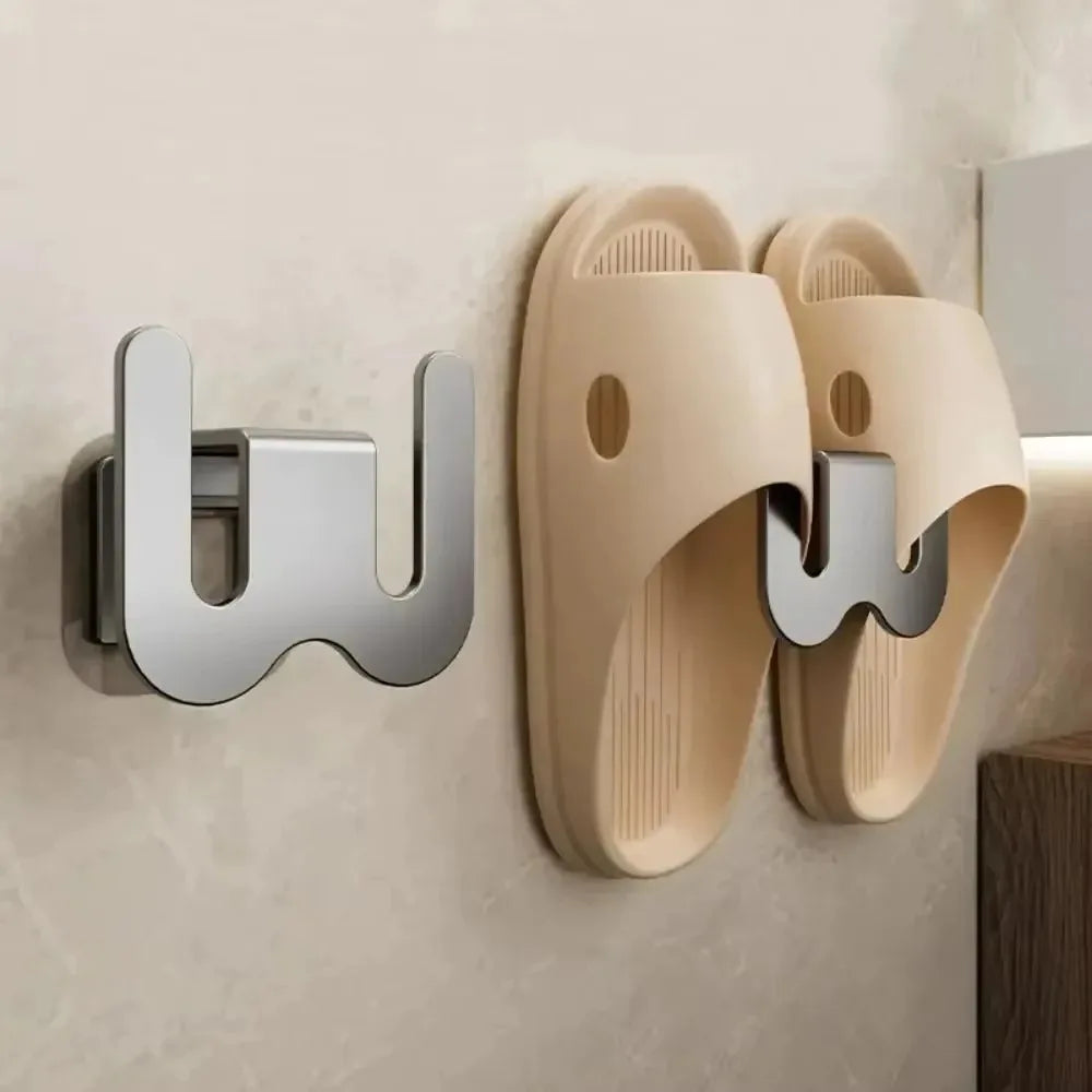 Non Perforated Simple Shoe Storage Rack Bathroom Door with Drainage on The Back Wall Bathroom Slipper Rack Wall Mounted Hook