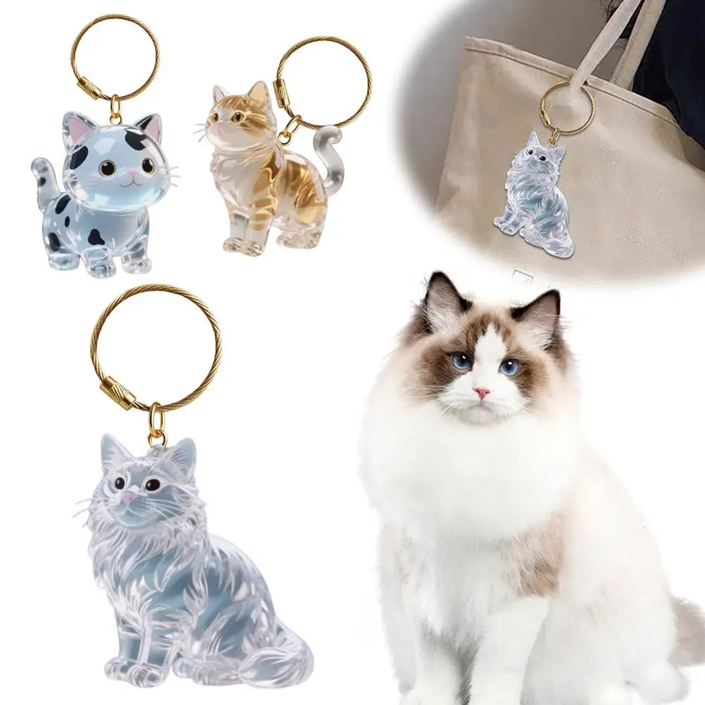 Cute Cat Dog Pet Hair Storage Box Keychain Bag Hanging Decoration Cat Hair Transparent Creative Souvenir,Pet Memorial Ideal Gift