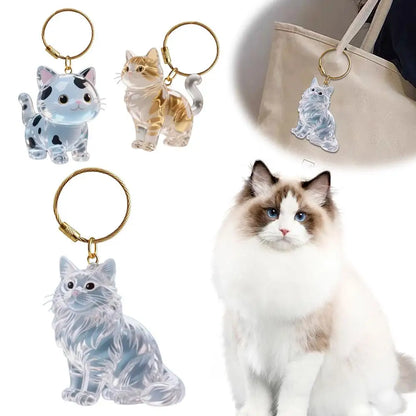 Cute Cat Dog Pet Hair Storage Box Keychain Bag Hanging Decoration Cat Hair Transparent Creative Souvenir,Pet Memorial Ideal Gift