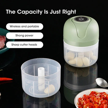 USB Portable Meat Grinder Vegetable Chopper for Kitchen Gadgets 250ml Garlic Masher Crusher Electric Kitchen Food Chopper