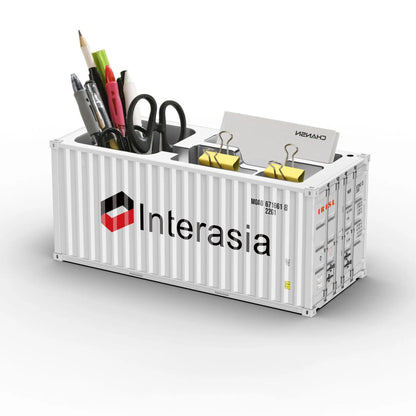 Miniature Realistic Shipping Container Model Simple Multifunctional Office Desktop Pen Holder Storage Box Home Decor Craft