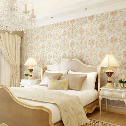 European wallpaper self-adhesive pastoral flower luxury wall stickers self-adhesive bedroom living room home background wall wal