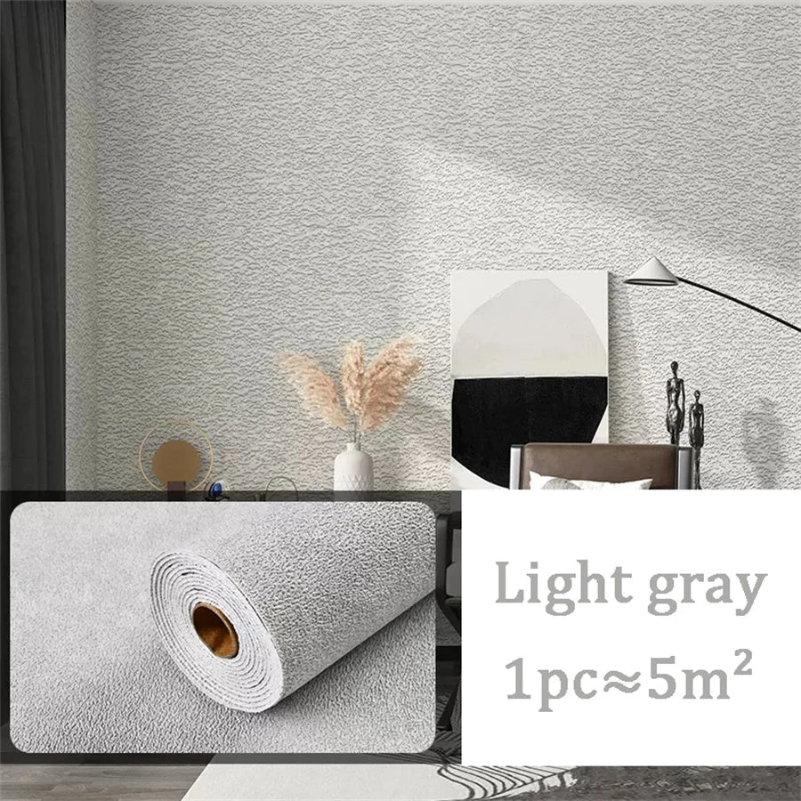 10m 3D Thicken self-adhesive wallpaper linen plain Diatom Mud wall stickers color decor renovation anti-collision Home Decor