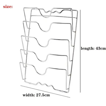 Wall Mounted Pot Lid Rack Multi-Functional Kitchen Storage Holder Perforated 5 Layers for Household Use