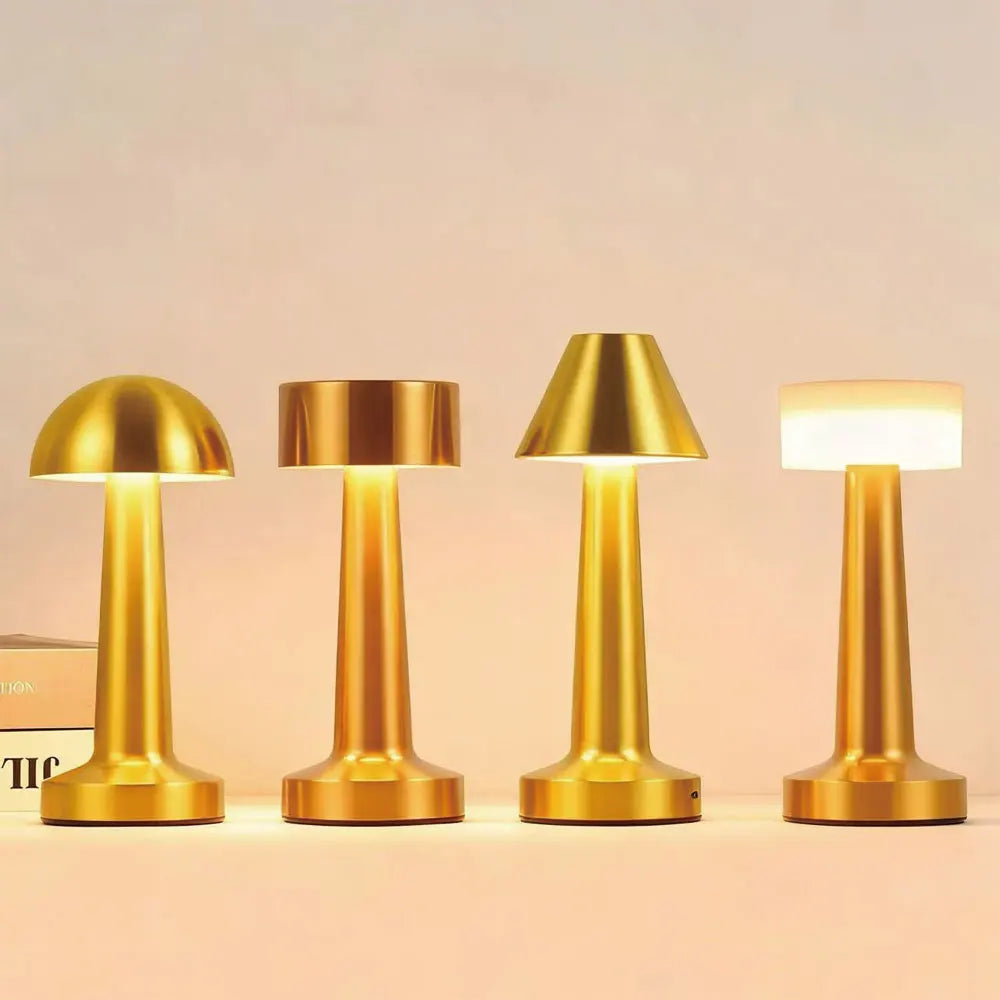 Gold Retro LED Table Lamp Touch Dimmable Rechargeable Desk Light for Restaurant Coffee Bar Atmosphere Backlight Home Bedroom Dec