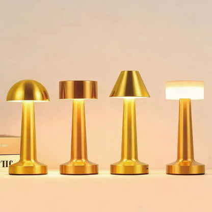 Gold Retro LED Table Lamp Touch Dimmable Rechargeable Desk Light for Restaurant Coffee Bar Atmosphere Backlight Home Bedroom Dec