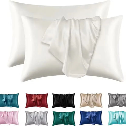 2pcs Satin Silk Pillowcase for Hair and Skin, Coral Pillow Cases Standard Size Set of Super Soft Pillow Case