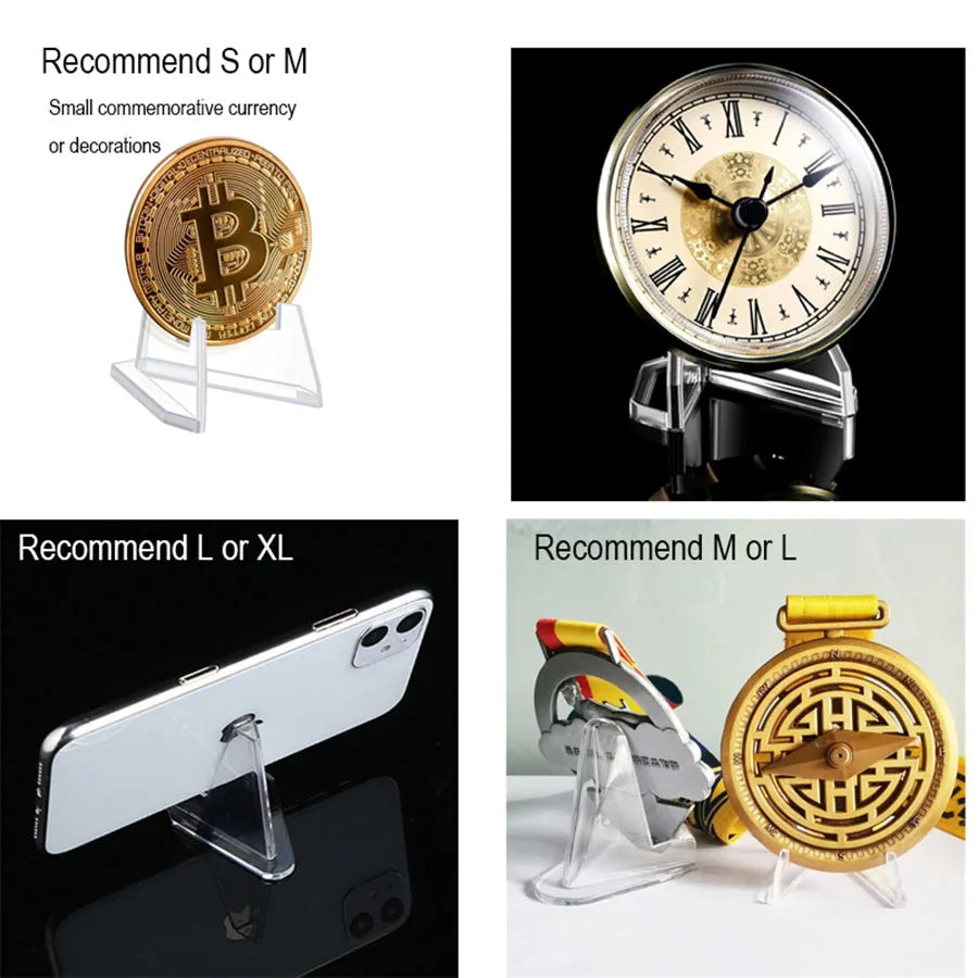 Acrylic Display Holder Transparent Triangle Commemorative Coin Small Photo fram Card Holder Rack Phone Stand Home Decor