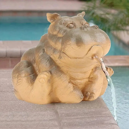 Hippo Pond Spitter Statue Decor Hippo Garden Outdoor Statue Animal Pond Sprinkler Yard Garden Decoration