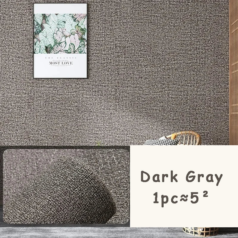 10m 3D Thicken self-adhesive wallpaper linen plain Diatom Mud wall stickers color decor renovation anti-collision Home Decor
