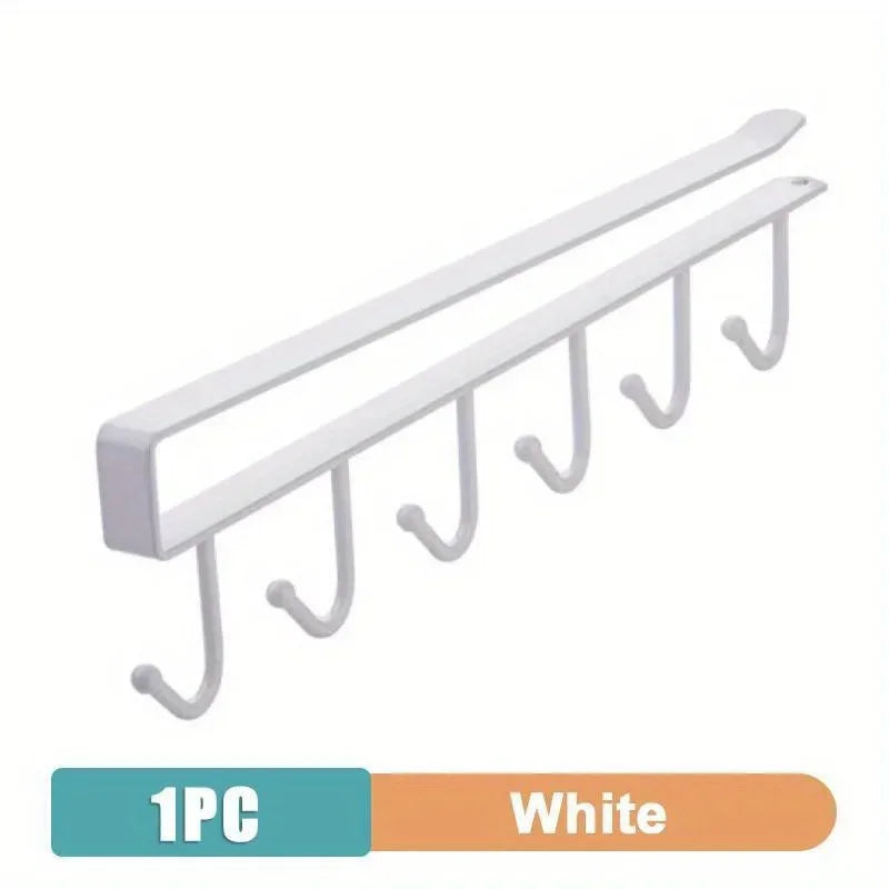 Kitchen Storage Rack 6 Hooks Wall Hanging Organizer Cup Mug Holder for Home Kitchen Bathroom