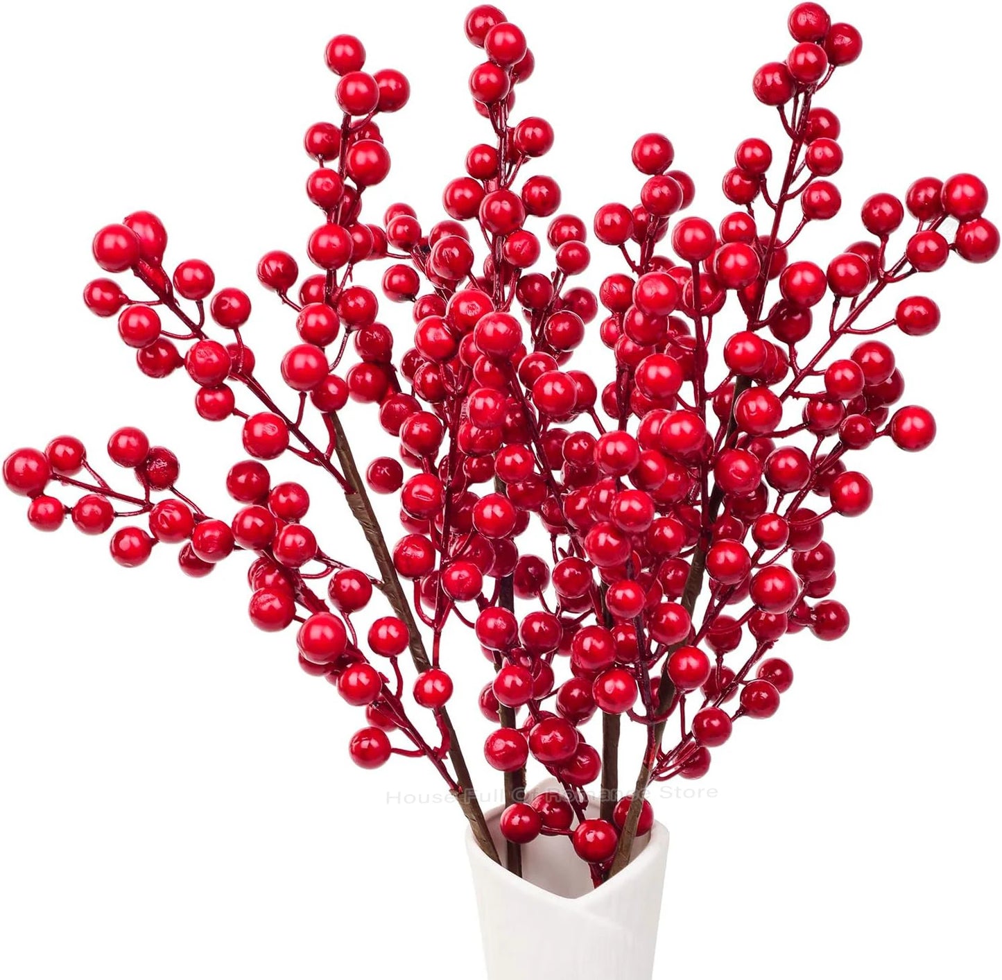 Red Berry Branches Simulation Bouquet Christmas Festival Artificial Decoration Vase Home Decor Yule Wedding Party Fake Flowers