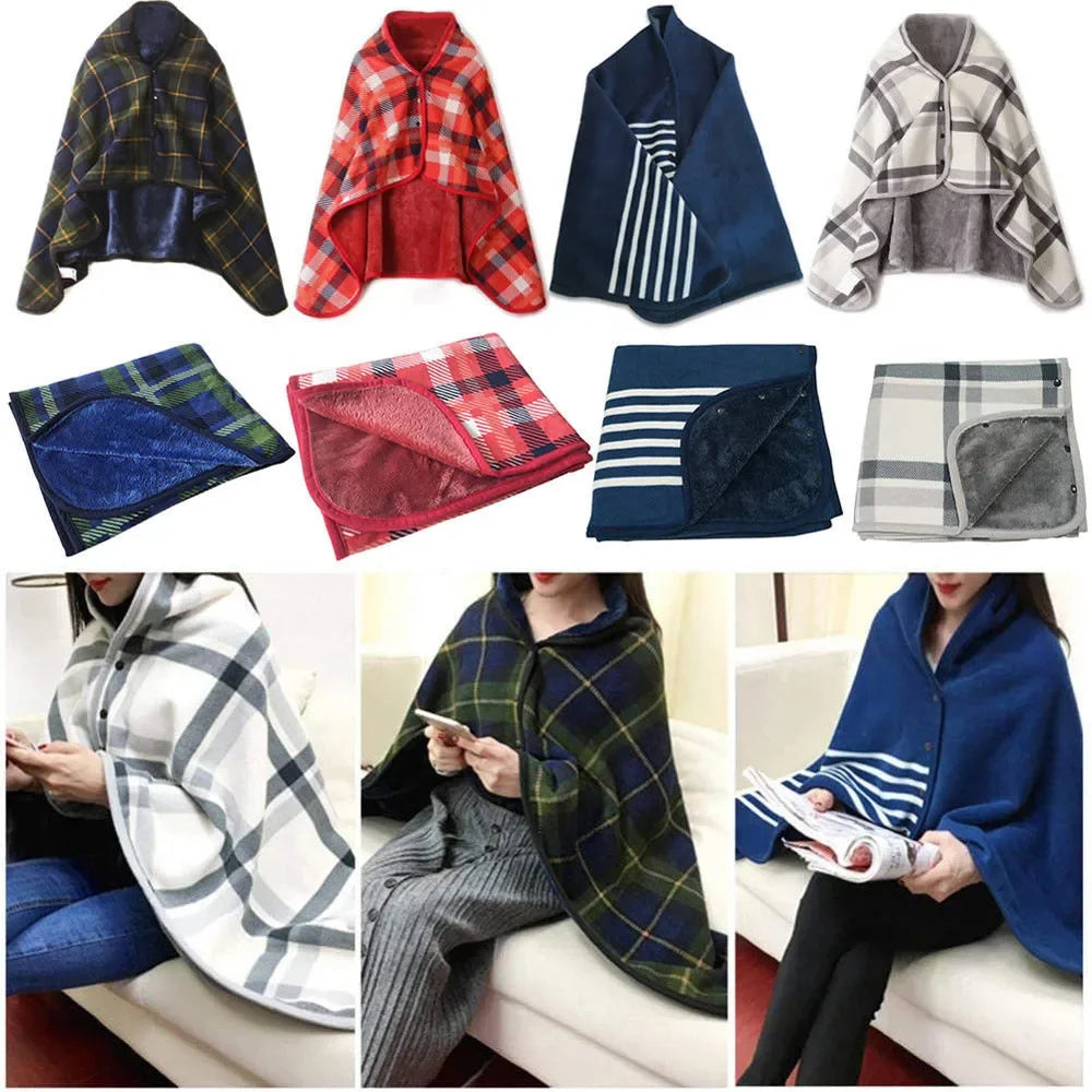 1pc Wearable Blankets Shawl Blanket Flannel Lazy Casual Office Blanket