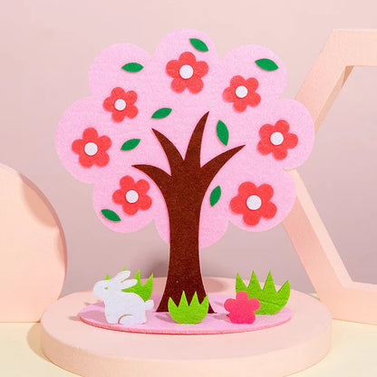 DIY Handmade Four Seasons Tree Crafts Toys Non-woven Material Paste Game Kindergarten Teaching Aids Home Decor Kids Puzzle Toys