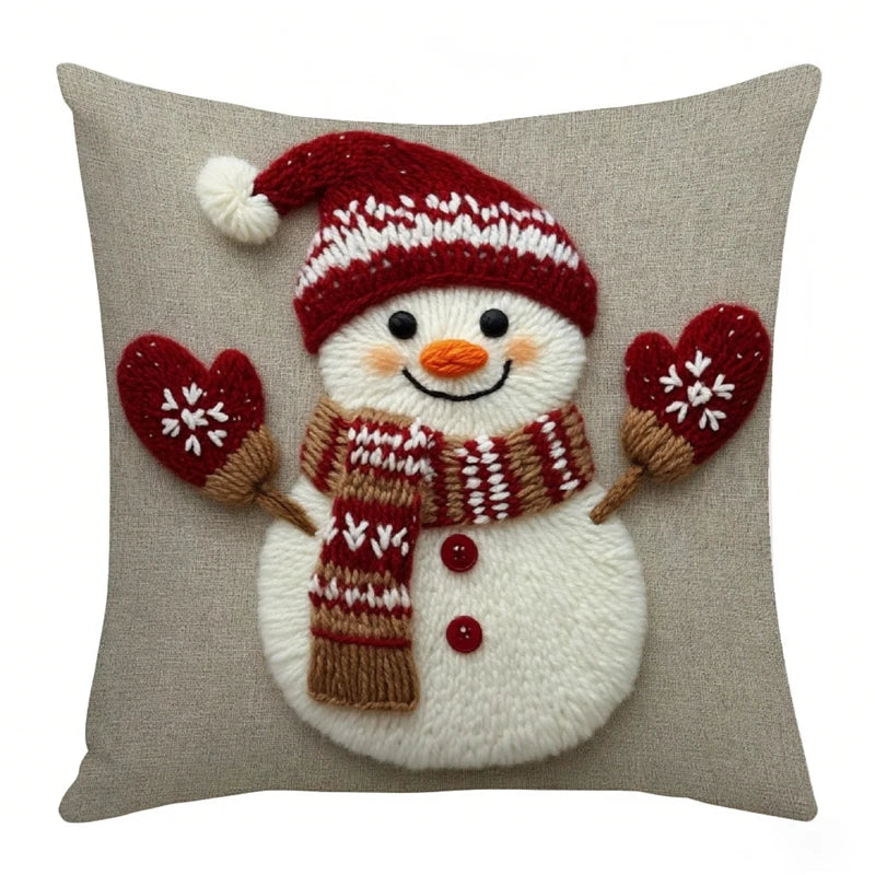 45cm Grey Red Christmas Pillowcase Cartoon Santa Snowman Elk Sofa Cushion Cover Home Bed Car Decor Merry Christmas 2025 2026