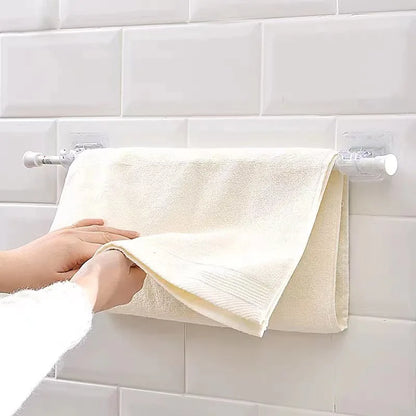 4PCS Adjustable Curtain Rod Holder Clamp Hooks Rod Bracket Holders Adhesive Wall Curtain Fixed Clip Hanging Rack Hook