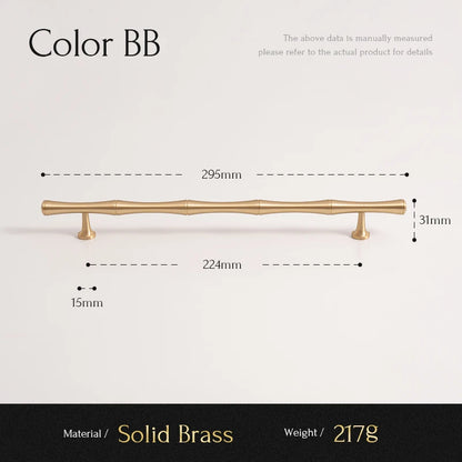 Santaya Solid Brushed Brass Handle Bamboo Kitchen Cabinet Pull Wardrobe Drawer Knob