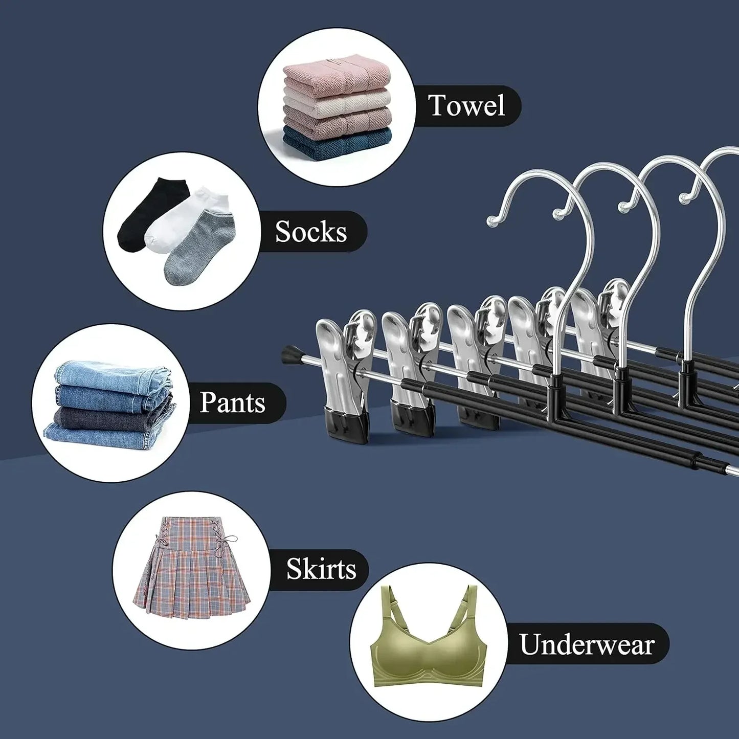 5/10/20 Pcs Rack Clip Stainless Steel Trousers Wardrobe Clip Anti-slip Clothespin Pants Clamp Clothes Hanger for Skirt