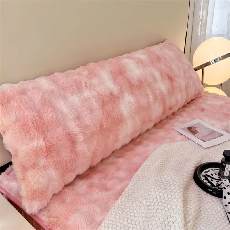 1pc Solid-color Plush Pillow Long Pillowcase, Decorative Pillowcase (without Core), Soft and Comfortable Fabric