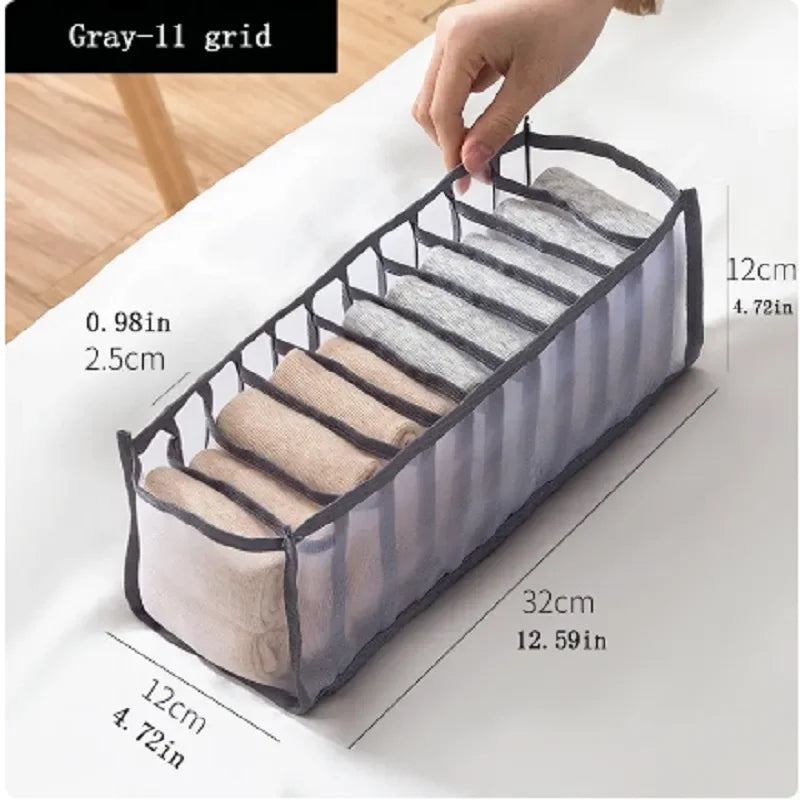 11 Compartment Home Collapsible Underwear Storage Box Nylon Organizing Dormitory Storage Bra Organizing Breathable Mesh Bag