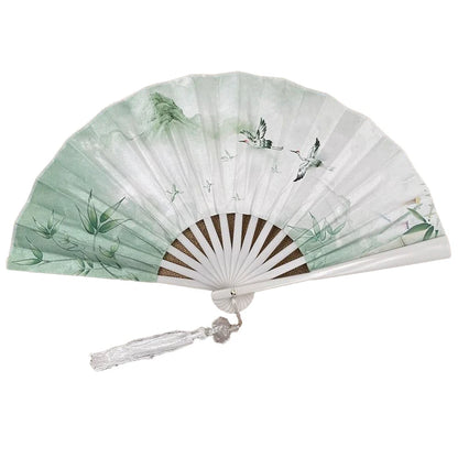 With Tassel Art Craft Style Foldable Hand Fan Portable Folding Fan Wedding Party Photo Props Guest Gifts Home Decor Craft