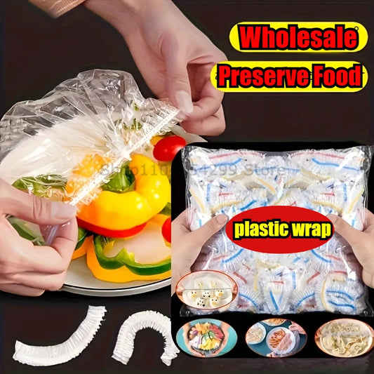 Plastic Food Cover Bags Food Grade Fresh-keeping Transparent Packaging Bag Reusable Wrap Kitchen Disposable Colorful Cling Film