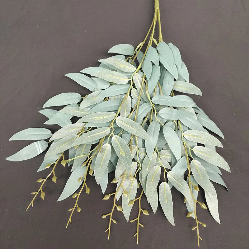 Artificial Plants Leaf Green Long Branch Fake Eucalyptus Flower Arrangement Accessories Wedding Home Decoration Fake Floral