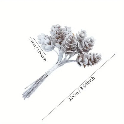 30Pcs/Lot Christmas Artificial Pine Cone Mini Pine Nuts Holly Branch Pick Wreath DIY Garland Hanging Ornaments Home Decor