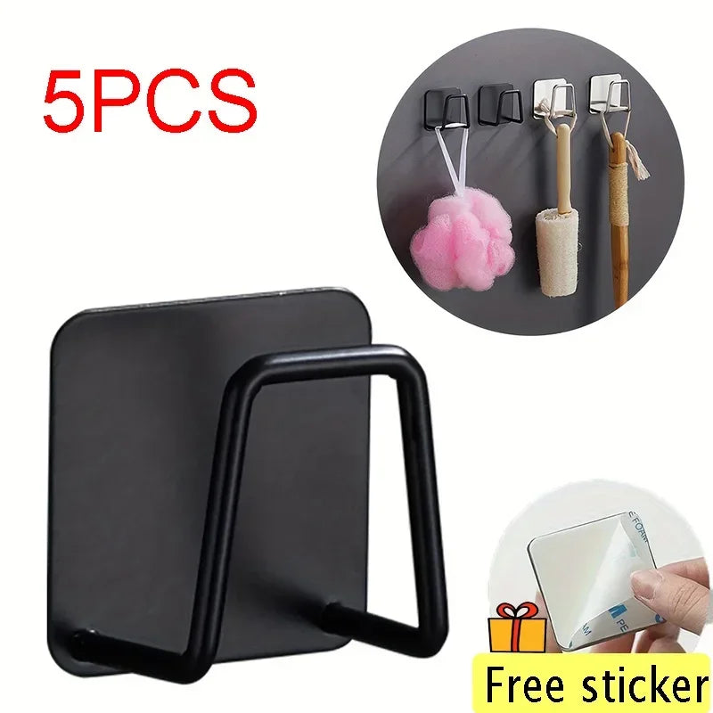 1-5Pcs Kitchen Sink Sponge Rack Drain Storage Holder Self Adhesive Stainless Steel Wire Ba Il Rag Brush Organizer Wall Hooks