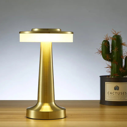 Gold Retro LED Table Lamp Touch Dimmable Rechargeable Desk Light for Restaurant Coffee Bar Atmosphere Backlight Home Bedroom Dec