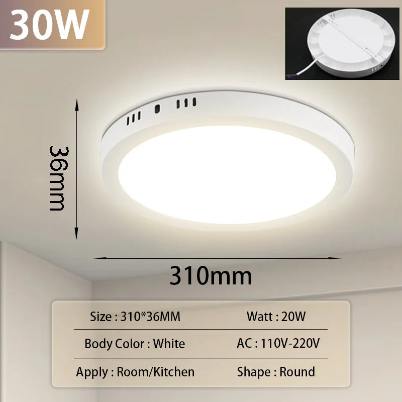 Led Ceiling Lamp 110-265V Ultra Thin Panel Led Light for Living Room Bedroom Indoor Lighting 20W 30W Square Round Ceiling Lights