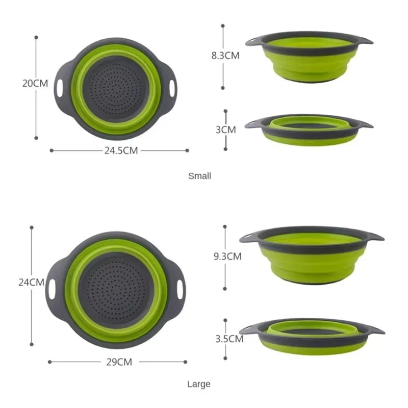Silicone vegetable and fruit cleaning and drainage basket cleaning basket Folding water filter net Kitchen Gadgets