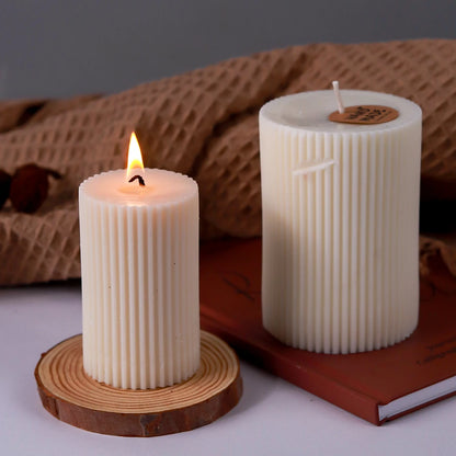 Classical Striped Roman Cylindrical Silicone Candle Mold Columnar Striped DIY Candle Holder Making Design Shape Candle Handmade