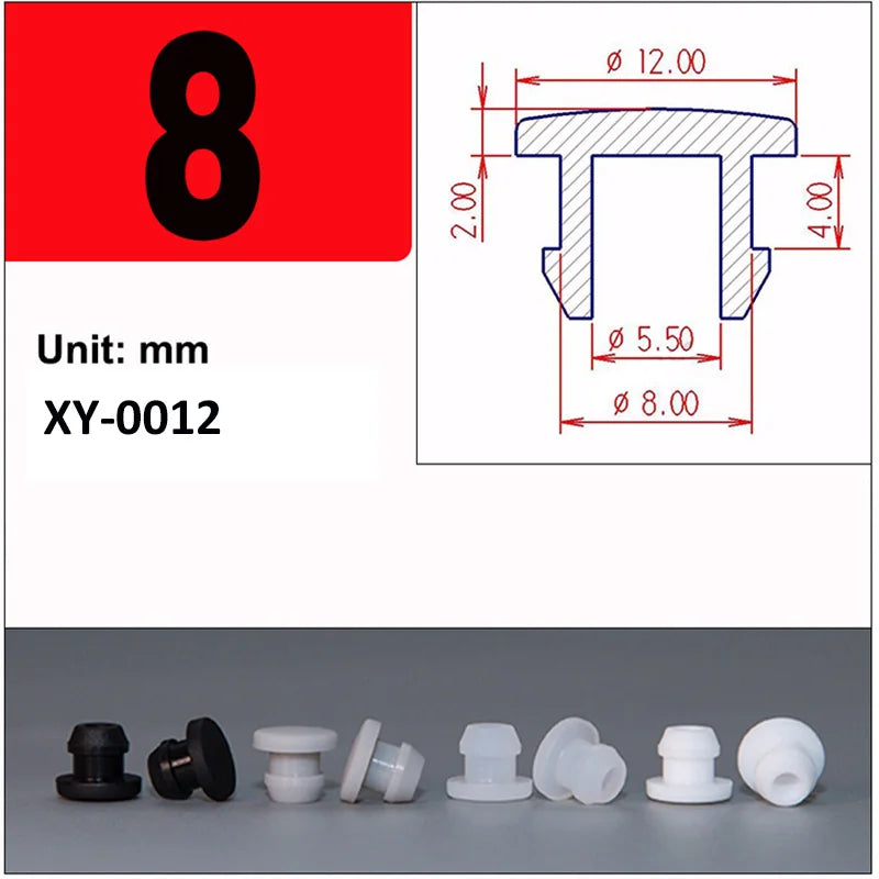 Silicone Rubber Caps T Type Plug Cover Snap-on Gasket Blanking End Seal Stopper 2.5mm-15mm Black/White/Gray/Transparent