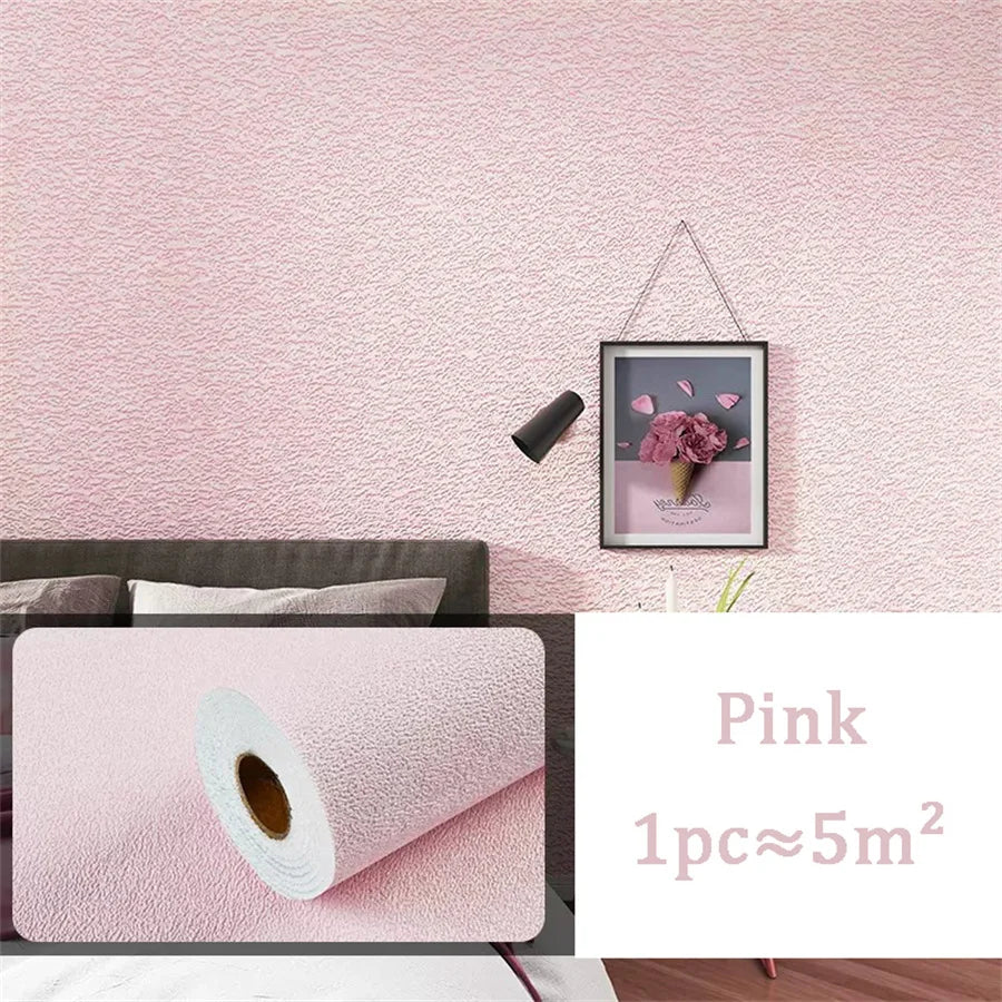 10m 3D Thicken self-adhesive wallpaper linen plain Diatom Mud wall stickers color decor renovation anti-collision Home Decor
