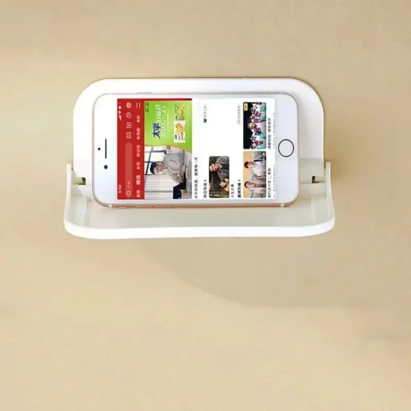 1pcs Wall Mounted Shelf Saving Space Foldable Storage Rack Punch-Free Phone Holder Wifi Router Storage Tray BathroomOrganizer
