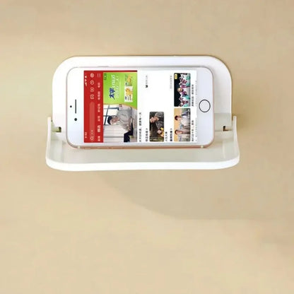1pcs Wall Mounted Shelf Saving Space Foldable Storage Rack Punch-Free Phone Holder Wifi Router Storage Tray BathroomOrganizer