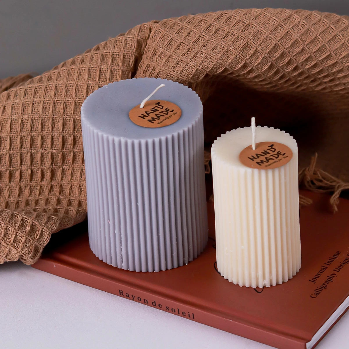 Classical Striped Roman Cylindrical Silicone Candle Mold Columnar Striped DIY Candle Holder Making Design Shape Candle Handmade