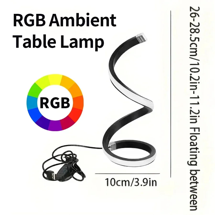 1Pc LED Spiral Table Lamp Modern Three Speed Dimming USB Power Button Switch Bedroom Decorative Table Lamp