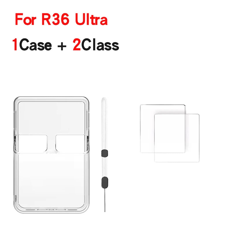 TOFON Transparent protective case For R36 Ultra game console storage bag EVA shell resistant  scratch resistant screen film