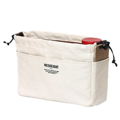Canvas Cosmetic Storage Bag Waterproof Pouch Multi Compartment Travel Accessory Sturdy Purse Organizer for Home Gym Car Daily